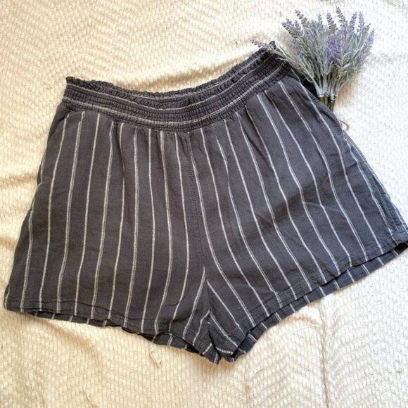 Universal Thread Blue & White Striped Linen-Blend Shorts Women's Size L - Picture 1 of 6